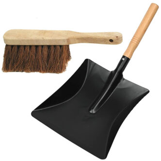 Benson Stoffer en blik set - Handveger van 40 cm - zwart metalen stofblik van 23 x 44 cm