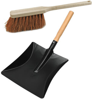 Benson Stoffer en blik set - Handveger van 45 cm - zwart metalen stofblik van 23 x 44 cm