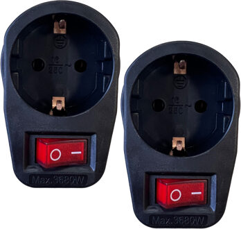 Benson Stopcontact adapter - 2x - zwart - met randaarde en schakelaar