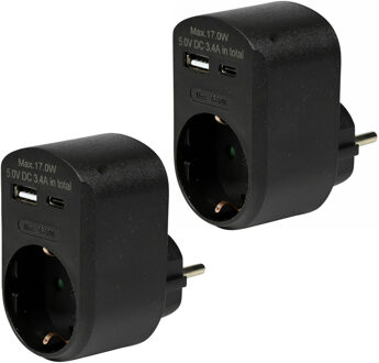 Benson Stopcontact met USB- 2x -A en USB-C - zwart - 16A - 5,0V DC - 3,4A