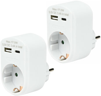 Benson Stopcontact met USB - 2x - USB-A en USB-C - wit - 16A - 5,0V DC - 3,4A