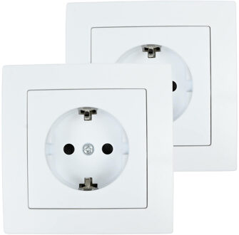 Benson Stopcontact RA - 2x - wit - inbouw - kunststof - 8 x 8 cm
