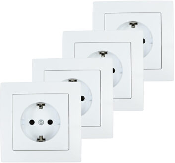 Benson Stopcontact RA - 4x - wit - inbouw - kunststof - 8 x 8 cm