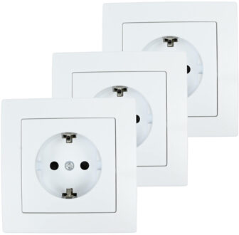 Benson Stopcontact RA - 6x - wit - inbouw - kunststof - 8 x 8 cm