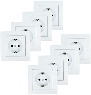 Benson Stopcontact RA - 8x - wit - inbouw - kunststof - 8 x 8 cm