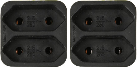 Benson Stopcontact splitter - 2x - duo - zwart - voor 2 platte stekkers - Verdeelstekkers