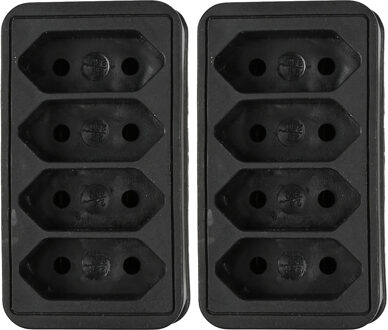Benson Stopcontact splitter - 2x - quattro - zwart - voor 4 platte stekkers - verdeelstekkers