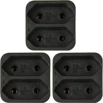 Benson Stopcontact splitter - 3x - duo - zwart - voor 2 platte stekkers - verdeelstekkers