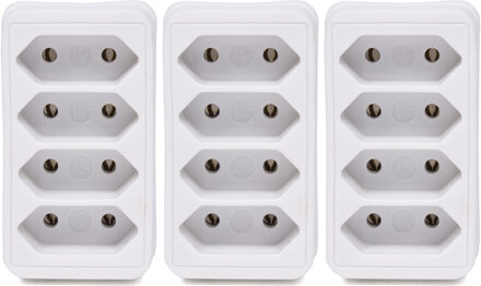 Benson Stopcontact splitter - 3x - quattro - wit - voor 4 platte stekkers - verdeelstekkers