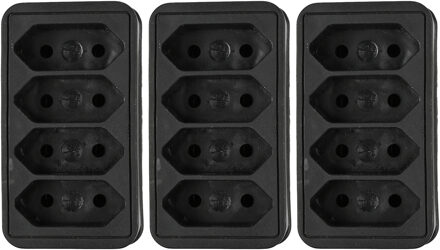 Benson Stopcontact splitter - 3x - quattro - zwart - voor 4 platte stekkers - verdeelstekkers