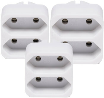 Benson Stopcontact splitter - 3x stuks - wit - duo - platte stekkers - 1155 Watt