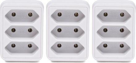 Benson Stopcontact splitter - 3x - triple - wit - voor 3 platte stekkers - verdeelstekkers