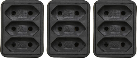 Benson Stopcontact splitter - 3x - triple - zwart - voor 3 platte stekkers - verdeelstekkers