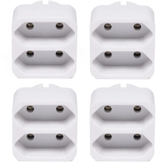 Benson Stopcontact splitter - 4x stuks - wit - duo - platte stekkers - 1155 Watt