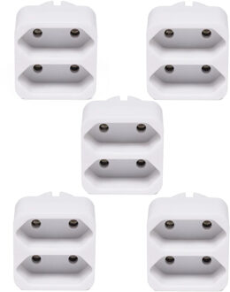 Benson Stopcontact splitter - 5x stuks - wit - duo - platte stekkers - 1155 Watt