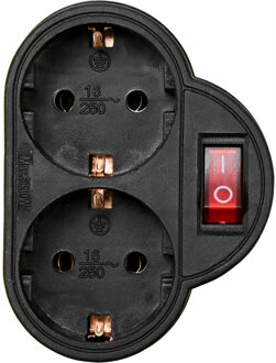 Benson Stopcontact splitter - duo - zwart - met randaarde en schakelaar - Verdeelstekkers