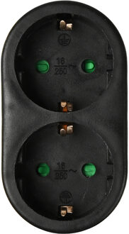 Benson Stopcontact splitter - duo - zwart - randaarde - verticaal - Verdeelstekkers