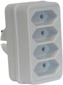 Benson Stopcontact splitter - quattro - wit - voor 4 platte stekkers - Verdeelstekkers