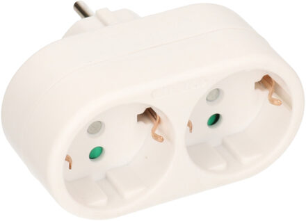 Benson Stopcontact Splitter - Wit - Verticaal - Randaarde