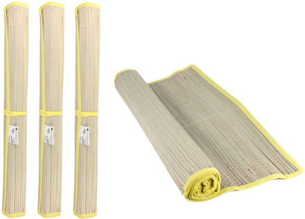 Benson Strandmat - 3x - riet - geel - 60 x 180 cm - zonmat / buitenmat