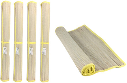 Benson Strandmat - 4x - riet - geel - 60 x 180 cm - zonmat / buitenmat