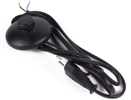 Benson Stroomsnoer met Stekker & Ronde Voetschakelaar - Zwart - 2 meter