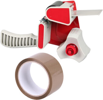 Benson Tape dispenser/houder - kunststof - incl. 2 rollen verpakkingstape - Tape (klussen) Multikleur