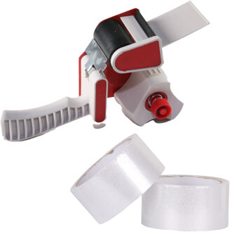 Benson Tape dispenser/houder - kunststof - incl. 2 rollen verpakkingstape - Tape (klussen) Multikleur