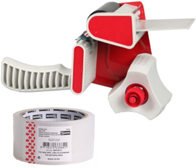 Benson Tape dispenser/houder - kunststof - incl. 2 rollen verpakkingstape