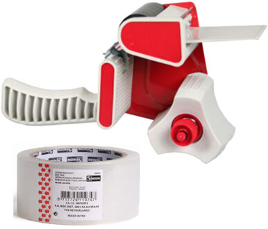 Benson Tape dispenser/houder - kunststof - incl. 2 rollen verpakkingstape