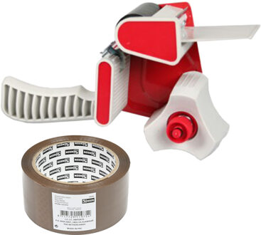 Benson Tape dispenser/houder - kunststof - incl. 2 rollen verpakkingstape