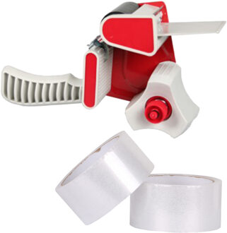 Benson Tape dispenser/houder - kunststof - incl. 2 rollen verpakkingstape