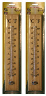 Benson Thermometer - 2x - binnen en buiten - hout - met ophangoogje