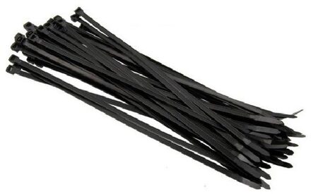 Benson Tiewraps kabelbinders - 100x stuks - zwart - 20 cm - tie ribs
