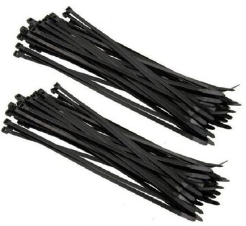 Benson Tiewraps kabelbinders - 200x stuks - zwart - 20 cm - tie ribs