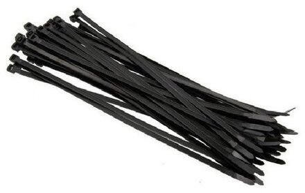 Benson Tiewraps kabelbinders - 300x stuks - zwart - 37 cm - tie ribs