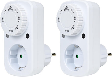 Benson Tijdschakelaar - 2x - met dag/nacht sensor - afteltimer 2-8 uur - 3600W