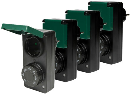 Benson Tijdschakelaar - 4x - voor buiten -?programmeerbaar - 6 standen -?IP44 -? spatwaterdicht