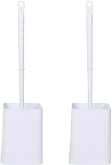 Benson Toiletborstel met houder - 2x - wit - kunststof - WC borstel - 41 cm