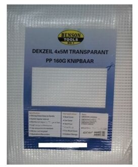 Benson Transparant afdekzeil / dekzeil - 4 x 5 meter - polypropyleen - grondzeil / dekkleed