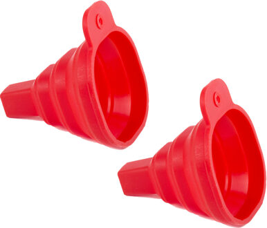 Benson Trechter - 2x - opvouwbaar - rood - siliconen - keuken/auto/klussen