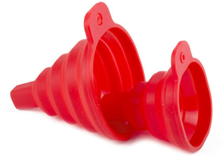 Benson Trechter set - opvouwbaar - 2x stuks - rood - siliconen - keuken/auto/klussen