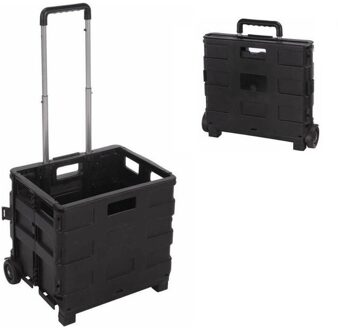 Benson Trolley met opbergkrat - opvouwbaar - zwart - 36 x 33 cm - max 25 kg - boodschappentrolley Multi