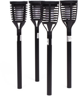 Benson Tuinfakkels - 4x stuks - solar - vlameffect - 41 cm - op zonne-energie - Prikspots