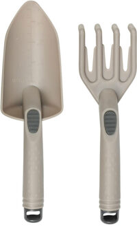 Benson Tuingereedschap set - 2-delig - beige - kunststof - hark en schep - handgereedschap