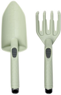 Benson Tuingereedschap set - 2-delig - groen - kunststof - hark en schep - handgereedschap