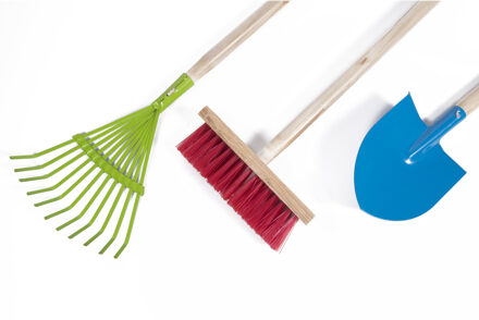 Benson Tuingereedschap voor kinderen - 3-delig - speelgoed schop/schep, hark en bladhark