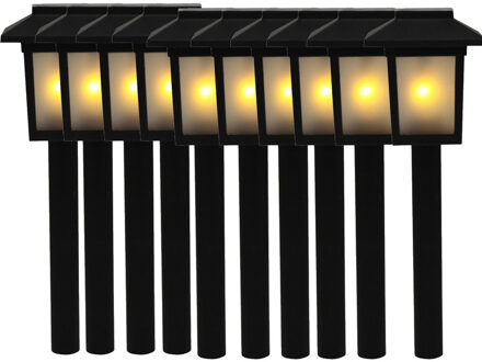 Benson Tuinlamp prikspot - 10x - solar - vlam effect 34,5 cm - sfeervolle tuinverlichting