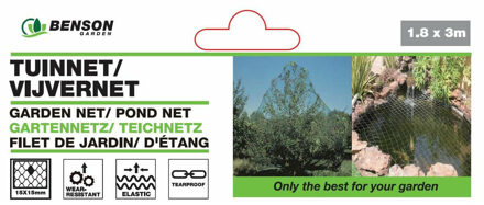 Benson Tuinnet - wit - kunststof - 1,8 x 3 m - vijvernet / vogelnet / beschermnet