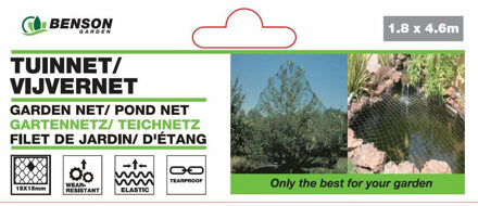 Benson Tuinnet - wit - kunststof - 1,8 x 4.6 m - vijvernet / vogelnet / beschermnet